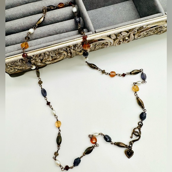 Vintage Silver Multi Precious Stone Necklace - Picture 17 of 17